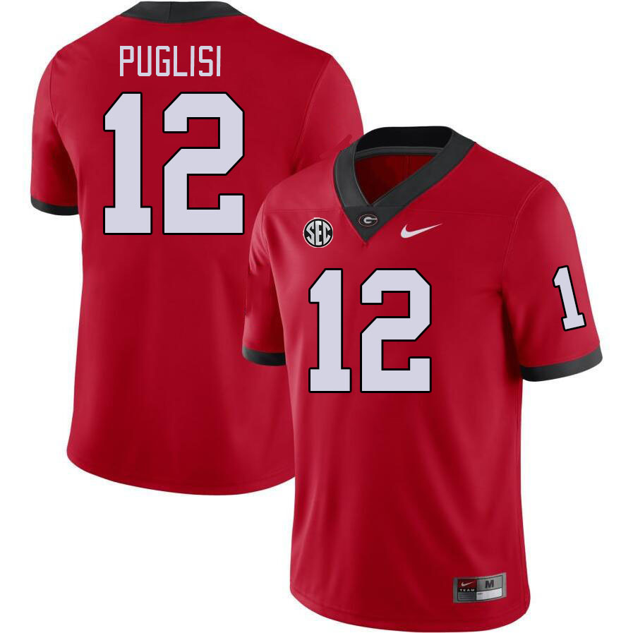 Men #12 Ryan Puglisi Georgia Bulldogs College Football Jerseys Stitched-Red